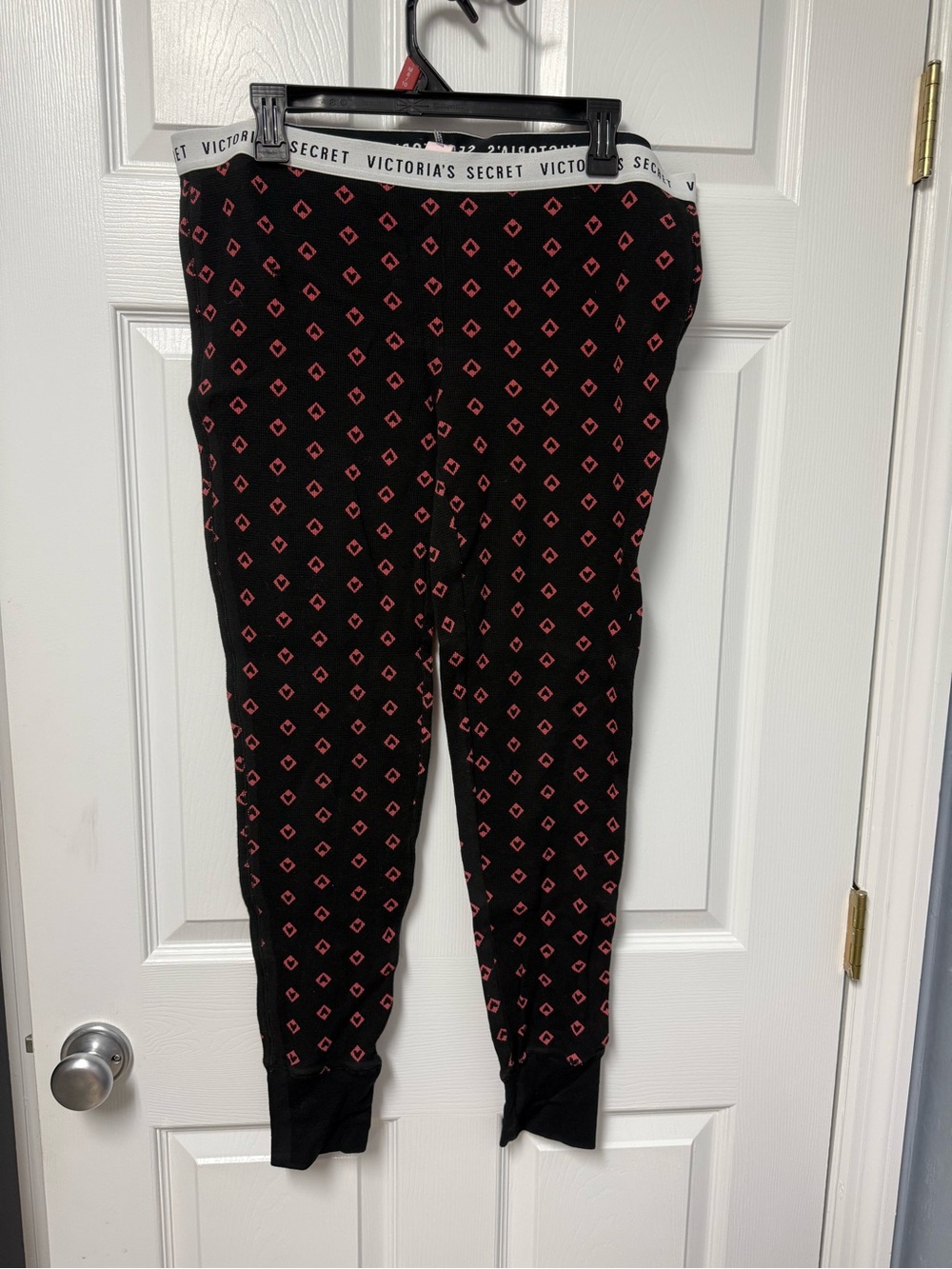 Victoria's Secret Black Lounge Pants with Pink Geo Print